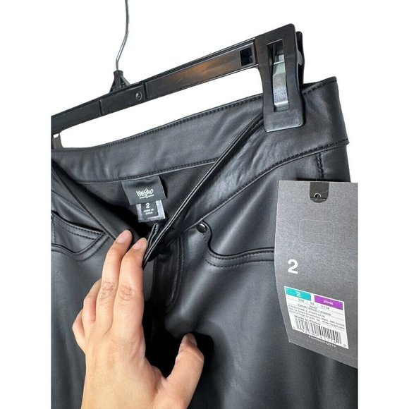 NWT Mossimo Faux Leather Pants Ebony Size 2 - Picture 2 of 4